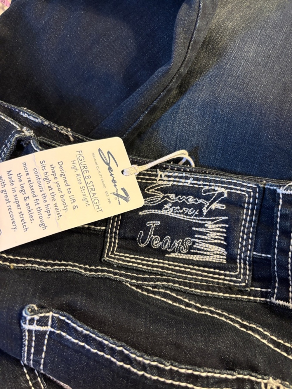 Seven7 Dark Wash High Rise Figure 8 Straight Leg Jeans 10 NWT - Picture 9 of 9